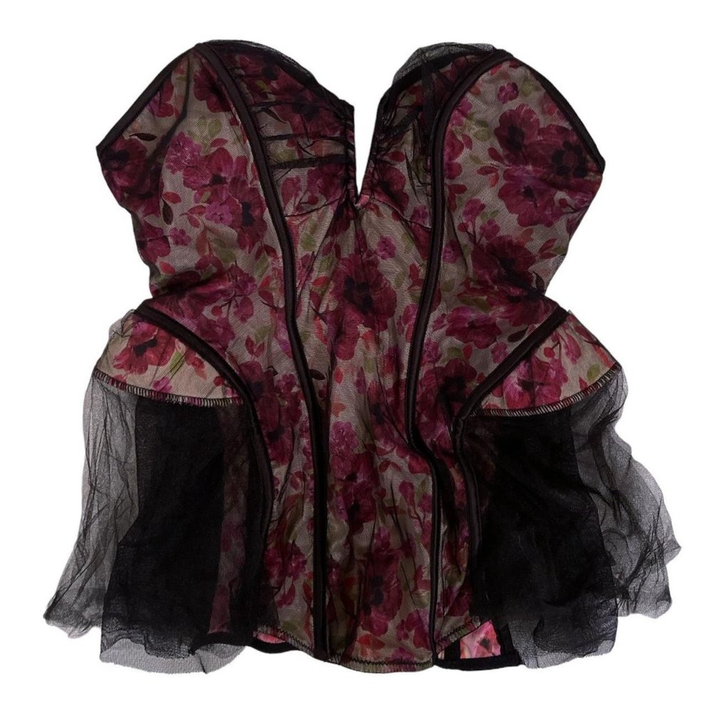 Victoria's Secret 34c Floral Purple Tulle Peplum Bustier